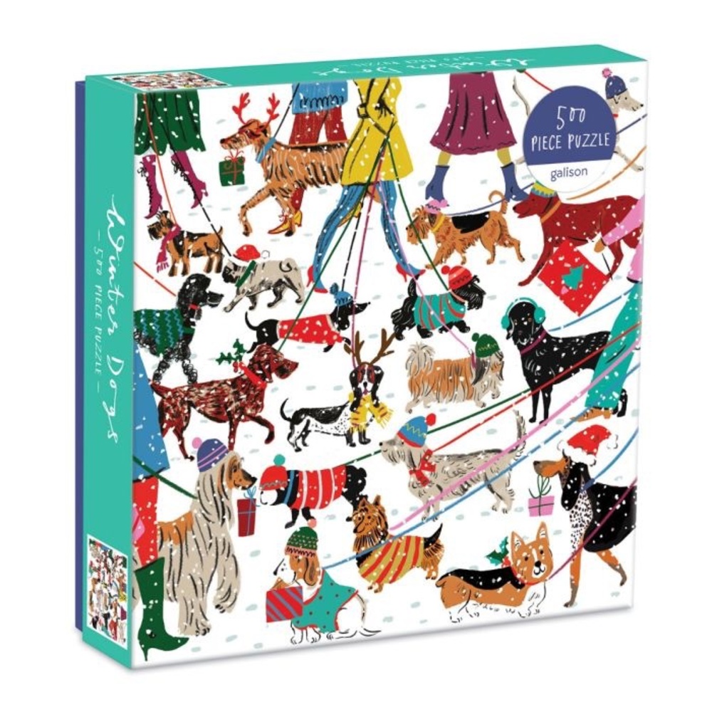 Winter Dogs Galison 500 Piece Puzzle Holiday Christmas